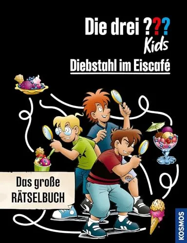 Die drei ??? Kids: Diebstahl im Eiscafé - Das große Rätselbuch - Spannendes Rätselbuch für Kinder mit aufregenden Abenteuern der drei ??? Kids. Fördert das logische Denken und sorgt für jede Menge Spaß beim Lösen der Rätsel.