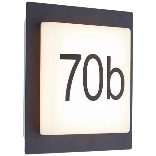 Lightbox LED Außenwandlampe - 1100 lm, IP44, 3000 K - Inkl. Hausnummer - Lampen - Spritzwassergeschützt mit IP44, ideal für Außenbereiche. Inklusive Hausnummern zur optimalen Sichtbarkeit, aus hochwertigem Aluminium für Langlebigkeit.