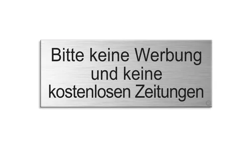 Keine Werbung Keine kostenlosen Zeitungen Schild Briefkastenschild Alu 66x25 mm