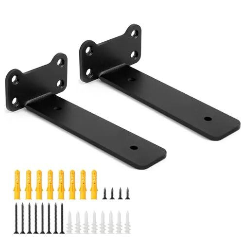 Romon Regalhalterung Regalträger 2 Stk, Schwerlastträger Regalkonsole Wandregal, Perfekte Wandkonsole Für Regal, Für Küche Wohnzimmer Lager Büro Aufbewahrung, Schwarz, 15,5cm