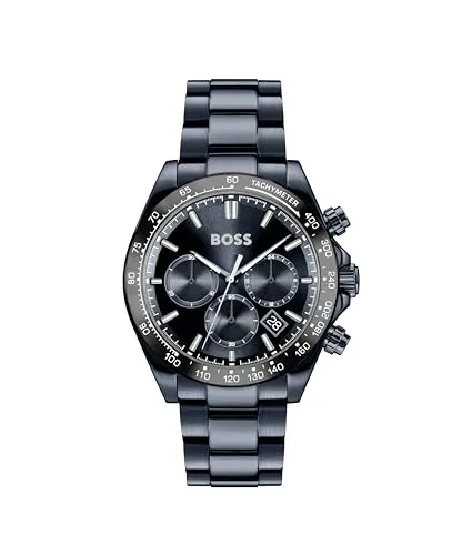BOSS Chronograph HERO 2.0 1514270 - Chronograph für Herren, Quarz-Antrieb, wasserdicht bis 5 bar, mit stilvollem Edelstahlarmband und Tachymeter für präzise Zeitmessung.