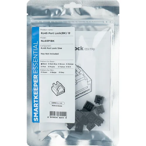 SK NL03P1BK - RJ45 Port Schloss Set, 12 Stück, Schwarz - SMARTKEEPER RJ45 Port Schlösser, 12 Stück in Schwarz. Effektiver Schutz gegen unbefugten Zugriff auf Netzwerk-Schnittstellen, ideal für Unternehmen und öffentliche Einrichtungen.