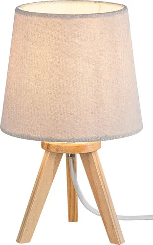 Skandinavische Tischlampe in Buchefarbe, 1x25W/E14 - Stilvolle Tischlampe aus Holz und Stoff, ideal für gemütliche Innenräume. Energieeffizient und vielseitig einsetzbar in verschiedenen Zimmern.