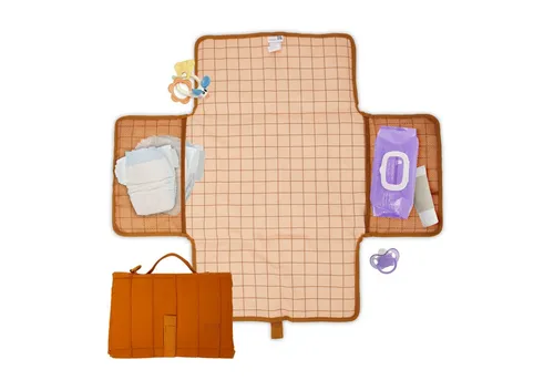 Hylat Baby Wickelauflage Faltbare Wickelunterlage für Unterwegs - Reise-Wickelmatte – Braun (1-tlg), Tragbare Wickelunterlage - faltbar, wasserabweisend - Braun
