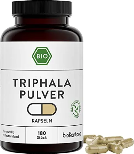 Triphala Kapseln BIO I 180 Stück Kapseln | 1000 mg je Tagesdosis | vegan und ohne Zusätze | bioKontor