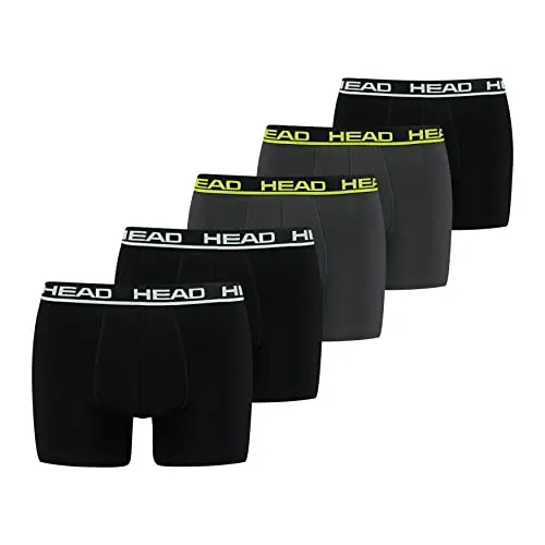 Head Herren Men's Basic Boxers 5er Pack, Black/Phantom S - Herren-Boxershorts im praktischen 5er Pack, aus weichem Material für optimalen Tragekomfort und perfekte Passform.