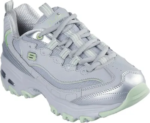 Skechers D´Lites Chromatic Damen Chunky Sneaker 150246 GYLM - Stylische Chunky Sneaker für Damen mit gepolsterter Air-Cooled Memory Foam Innensohle für ultimativen Komfort und trendigem Metallic-Look.