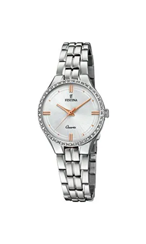 Festina Damen Analog Quarz Uhr F20218/1 - Elegante Armbanduhr für Damen mit robustem Edelstahlarmband und kratzfestem Mineralglas – ideal für jeden Anlass.