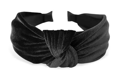 axy Breiter Haarreif aus Samt mit Knoten Damen Stirnband Haarschmuck Haarreifen Haarband Hairband HR35S (Schwarz)