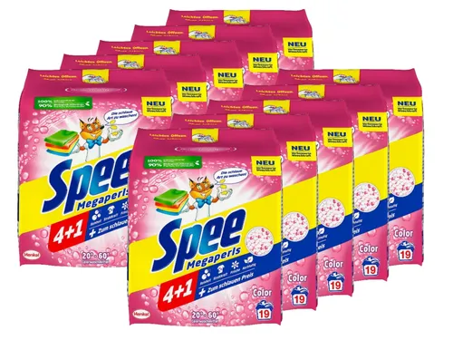 Spee Megaperls Color Waschpulver 4+1, Colorwaschmittel, Buntwäsche, 10x 19 WL