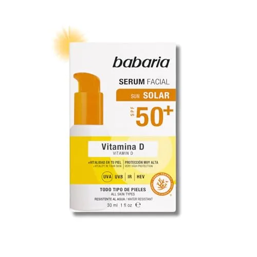 Babaria Gesichtsserum, Vitamin D, Sonnenschutz, für Damen und Herren, Anti-Falten, 30 ml, LSF 50 für alle Haut