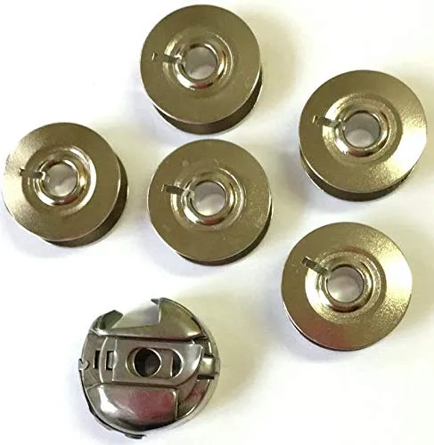 Spulenkapsel + 5 Spulen aus Metall für Pfaff Nähmaschinen 1222, 1221, 1229, 1197 u.v.m