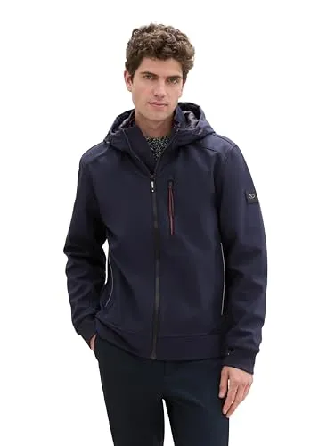 TOM TAILOR Herren Softshell Jacke mit Kapuze,10668 - Sky Captain Blue, M