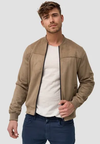 Indicode Herren Ibon Velours-Kunstleder Jacke - Funktionsjacke im Wildleder-Look, aus hochwertigem, robusten Material mit tailliertem Schnitt für eine maskuline Silhouette und optimalem Windschutz durch elastische Bündchen.