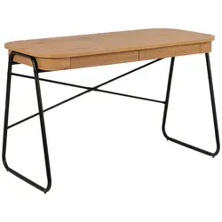 Mid.you Schreibtisch in Eiche mit Metallbeinen - Moderne Kombination aus Holz und Metall für Ihr Arbeitszimmer. Der Schreibtisch bietet 2 praktische Schubladen für optimalen Stauraum und verleiht dank des Industrial Chic Ihrem Büro einen stilvollen Look.