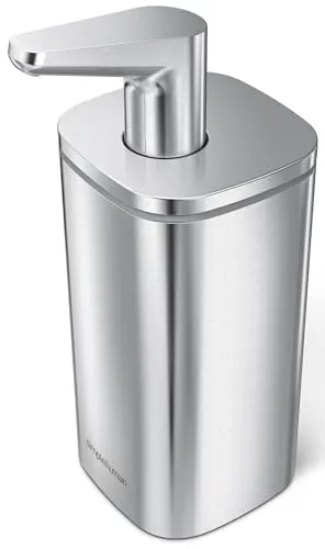 Simplehuman Puls-Seifenspender aus Gebürstetem Edelstahl, 295ml - Seifenspender aus Edelstahl, große Rohrpumpe für müheloses Nachfüllen und hygienische Nutzung dank Silber-Ionen-Beschichtung, ideal für moderne Badezimmer.