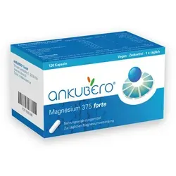ANKUBERO Magnesium 375 forte 120 Kapseln - Magnesiumpräparate: Hochdosiertes Magnesium 375 Forte, nur 1 Kapsel pro Tag, ideal für Sportler, Schwangere und Stillende, geeignet für vegetarische und vegane Ernährung.