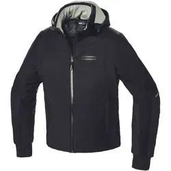 Spidi Hoodie Armor H2Out - Schwarz - S - Motorradjacke mit abnehmbarer Kapuze, wasserdicht und winddicht, bietet hohen Komfort und Sicherheit durch zertifizierte Protektoren und reflektierende Details für bessere Sichtbarkeit.