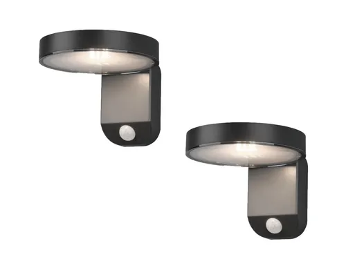Reality Leuchten LED Solarleuchte 2er-Set mit Bewegungsmelder - Wetterfeste Solarleuchten für Außenbereiche, mit integriertem Bewegungssensor und 290 Lumen Helligkeit, ideal zur Beleuchtung von Eingängen oder Terrassen.