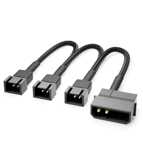 deleyCON 20cm 4-Pin Molex 12V auf 3x3-Pin Lüfterkabel von deleyCON