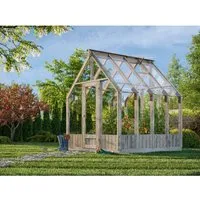 Palmako Gewächshaus Emilia, Grau - Garten-Zubehör mit automatischer Dachentlüftung für optimale Wachstumsbedingungen und eine verlängerte Saison. Hochwertige Verarbeitung aus Naturholz, ideal für eine elegante Gartengestaltung.