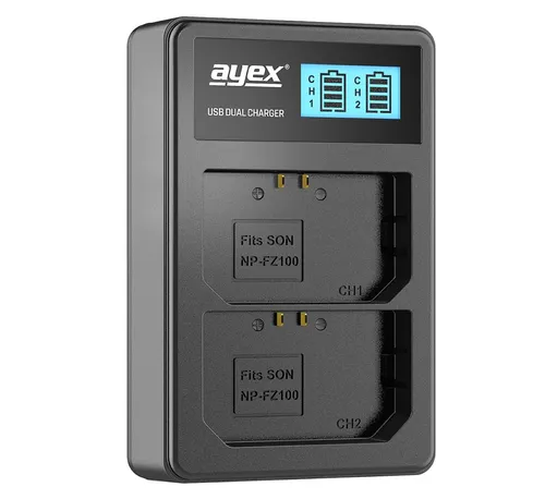 ayex USB Dual Charger Ladegerät für Sony NP-FZ100 Kamera-Akkus