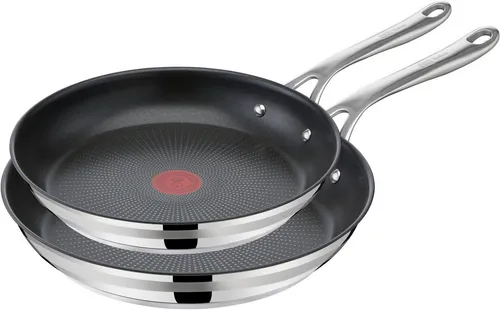 Jamie Oliver by Tefal Cook Smart 2-tlg. Pfannenset - Hochwertiges 2-teiliges Pfannenset (28cm & 24cm) aus Edelstahl, ideal für Induktionsherde und perfekt zum Braten und Kochen.