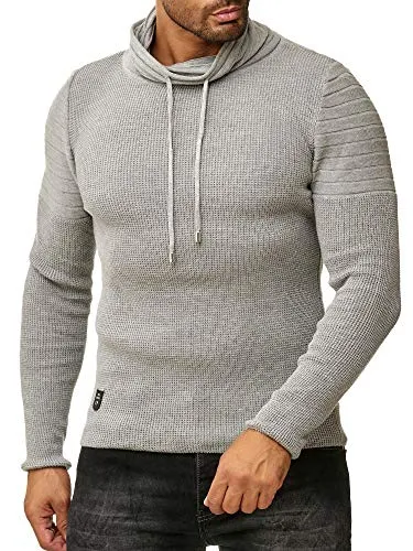Redbridge Herren Strickpullover Rollkragen- Pullover Shoulder Lines Grau XL