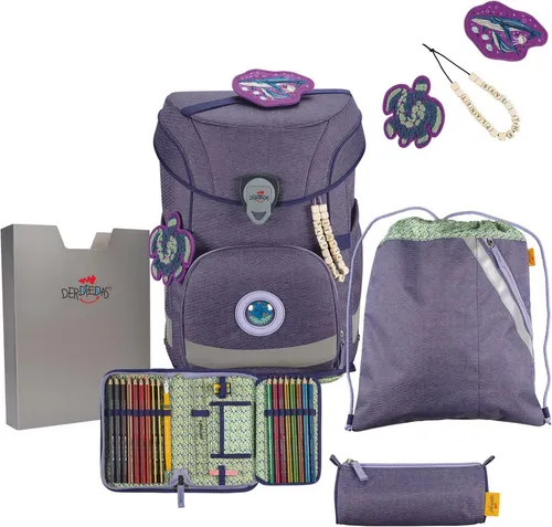 DerDieDas ErgoFlex Easy Exklusiv ECO My Planet Schulranzenset - Schulranzen-Set für Grundschüler, ergonomisch und leicht, perfekt für zierliche Kinder mit innovativem Tragesystem.