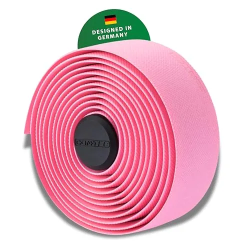 CONTEC Lenkerband Prestige.Grip, 2000x30x2,5 mm, aus EVA-Schaum und Gel, selbstklebend und rutschsicher, mit Klebestreifen und 2 Lenkerstopfen, Paar, pink