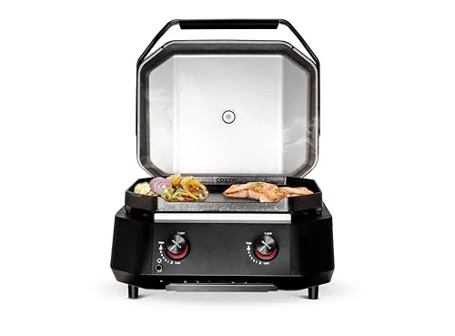 Cozze® Plancha P-500 Gasgrill - Kompakter Gasgrill mit gusseisener Grillplatte (53.5 x 41.8 cm) und 5 kW Leistung, ideal für Fisch und Eier – perfekt für Gartenpartys und Camping.