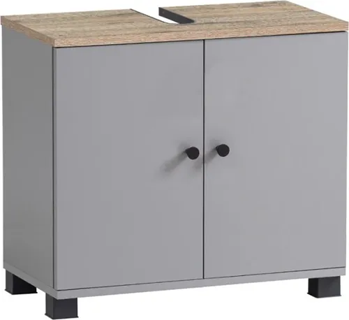 Waschbecken Unterschrank 60 cm grau mit Eiche BARLETTA-80