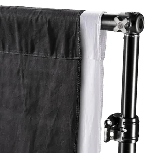 Walimex Hintergrundsystem-Set 120-307 cm (2x Stoffhintergründe 2,85 x 6 m, 1 Teleskopstange, 2 Stative und inkl. Transporttasche) schwarz und weiß