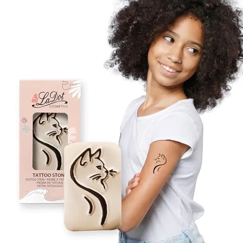 LaDot Temporäre Tattoos – Katze und viele weitere Designs | Sicher einfach anzubringen und ein Spaß für Kinder und Erwachsene