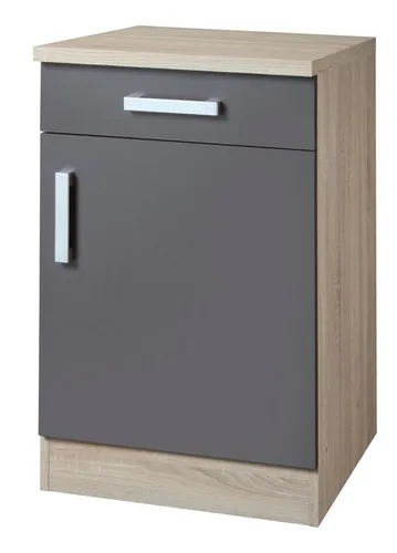 KOCHSTATION Unterschrank KS-Toronto, 50 cm Breite - Der elegante Unterschrank »KS-Toronto« überzeugt durch seine matte Oberfläche und bietet mit einer Tür und einem Auszug viel Stauraum. Ideal für jede Küche, sorgt die stabile 28 mm Arbeitsplatte für eine zuverlässige Nutzung.