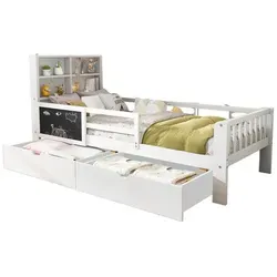Kinderbett 90x200 cm mit Lattenrost und Rausfallschutz
