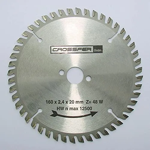 Hartmetall HM Kreissägeblatt 160x20 Z48 WZ Wechselzahn für Tischkreissägen, Handkreissägen, Gehrungssägen und Wippkreissägen. Feinschnittsägeblatt für den Längs- und Querschnitt in der Holzverarbeitung z.B. Brennholz