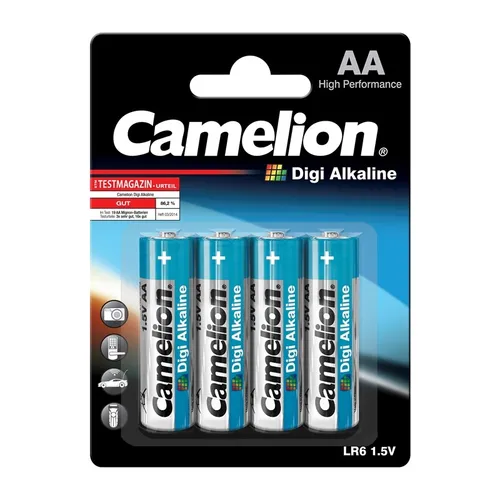 CAMELION 4x Mignon AA LR6 Digi-Alkaline Batterien - Alkali-Mangan Batterien für Digitalkameras, langlebig und zuverlässig für ununterbrochenen Fotogenuss.