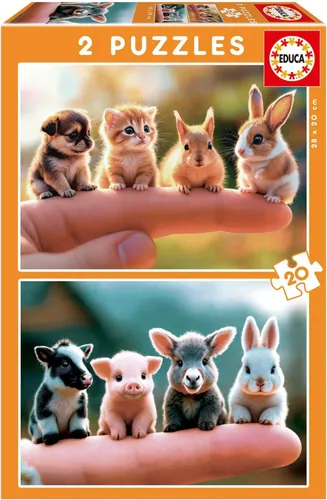 EDUCA Puzzlekarte Grö ß e 2x20 Puppen