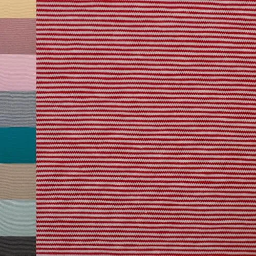 MAGAM-Stoffe Anni Ringel Bündchenstoff Feinstrick Oeko-Tex Meterware 50cm (1mm weiß rot)