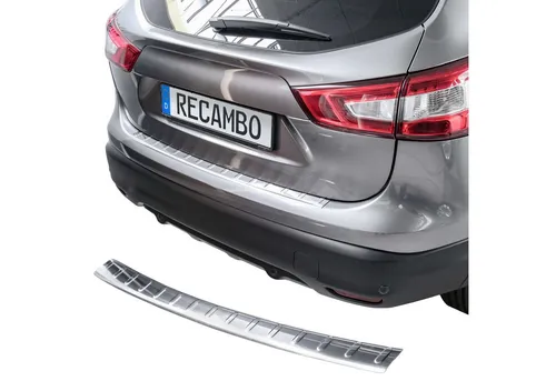 RECAMBO Ladekantenschutz für NISSAN QASHQAI II, J11 (2013-2016) - Hochwertiger Abdeckblenden-Schutz aus V2A Edelstahl, schützt Ihren Kofferraum vor Kratzern und verleiht eine elegante Optik. Einfache Montage mit vormontierten Klebestreifen!
