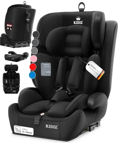 KIDIZ Autokindersitz Gruppe 1+2+3, 9-36 kg - Autokindersitz mit ISOFIX-Adapter und verstellbarer Kopfstütze, geprüft nach ECE R129/03 - für sichere und komfortable Fahrten von 1-12 Jahren.