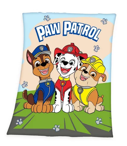Kinderdecke 130x170cm Paw Patrol Chase Marshall Rubble hochwertig bedruckt, Herding, Bequeme Fleecedecke mit tollem Paw Patrol-Motiv