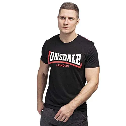 Lonsdale London Two Tone Männer T-Shirt schwarz XL 100% Baumwolle Festival, Streetwear
