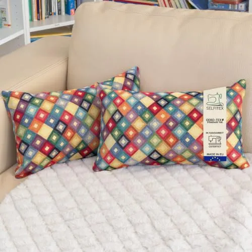 Selfitex 2er Set Bunte Sofakissen 30x50 cm in weiß von Selfitex