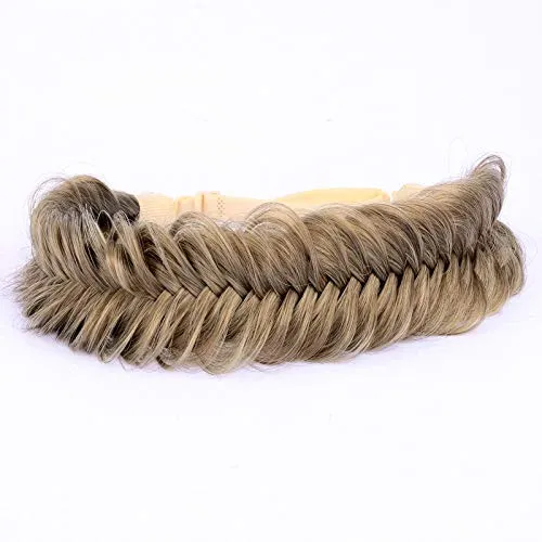 BOBIYA breites Fischschwanz-Kunsthaar-Zöpfe Stirnband klassisches geflochtenes Stirnband elastisches Stretch-Toupet Beauty-Accessoire (dunkelaschblond)