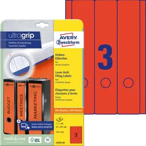 Zweckform L4752-20 61 x 297mm rot Rückenschilder, 60 Stück