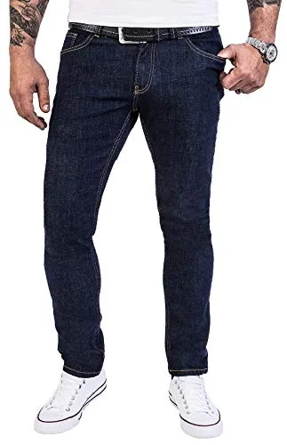 Rock Creek Herren Jeans RC-2138 Dunkelblau - Slim Fit Stretch Jeans für Herren, die dank Elasthan hohen Tragekomfort bieten und ideal für Büro und Freizeit sind. Hochwertiger Denim mit perfekter Passform.