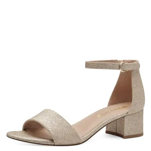 Tamaris Damen Sandalette mit Blockabsatz, metallic, 42 EU in gold von Tamaris