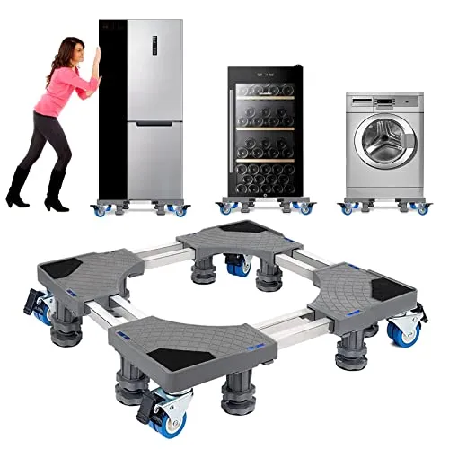 NIUXX Waschmaschine Sockel Untergestell Doppelrohrdesign mit 8 Füßen+4 Räder für Waschwaschine,Kühlschrank und Trockner,Verstellbare Waschmaschinensockel mit Rutschfester Stoßdämpfungsfunktion